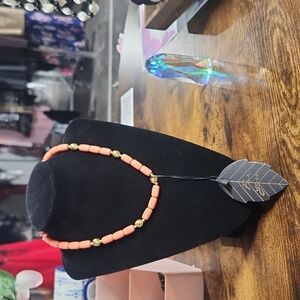 Coral and Gold Choker Necklace